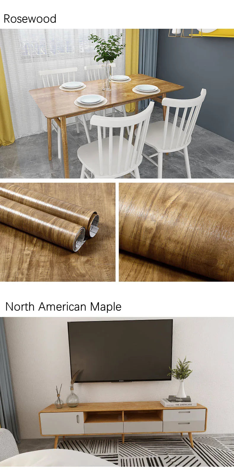 Wood Pattern Self-Adhesive Wall Film