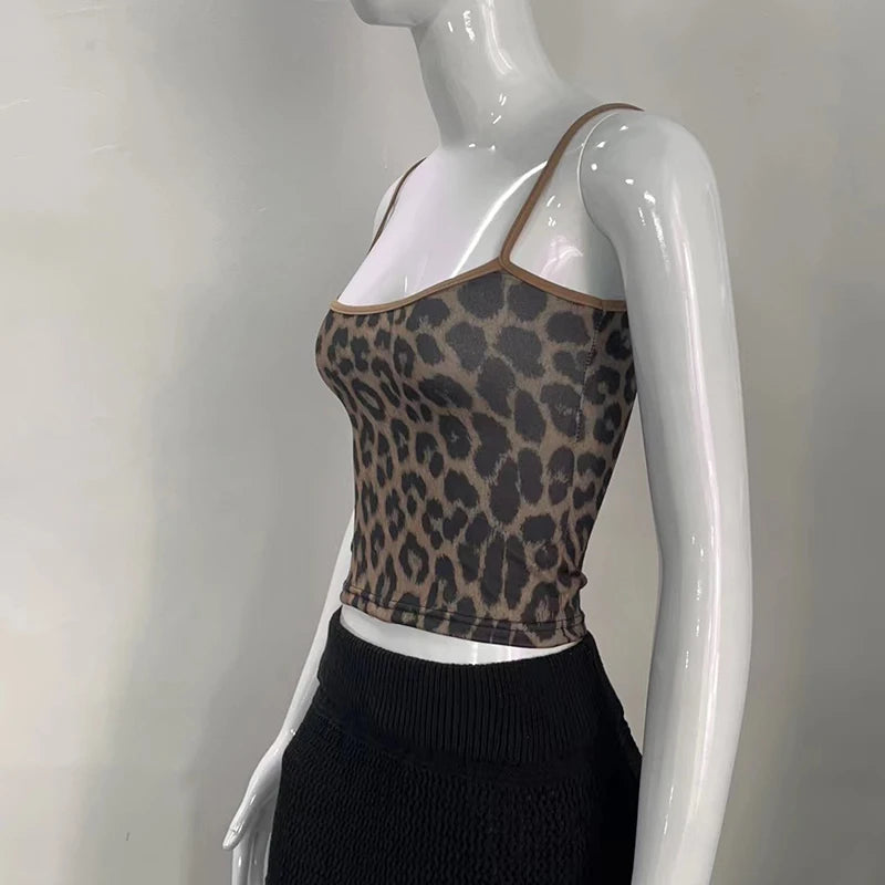 Leopárd Mintás Cami Crop Top