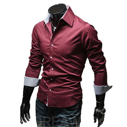 Slim Fit Férfi Csíkos Ing