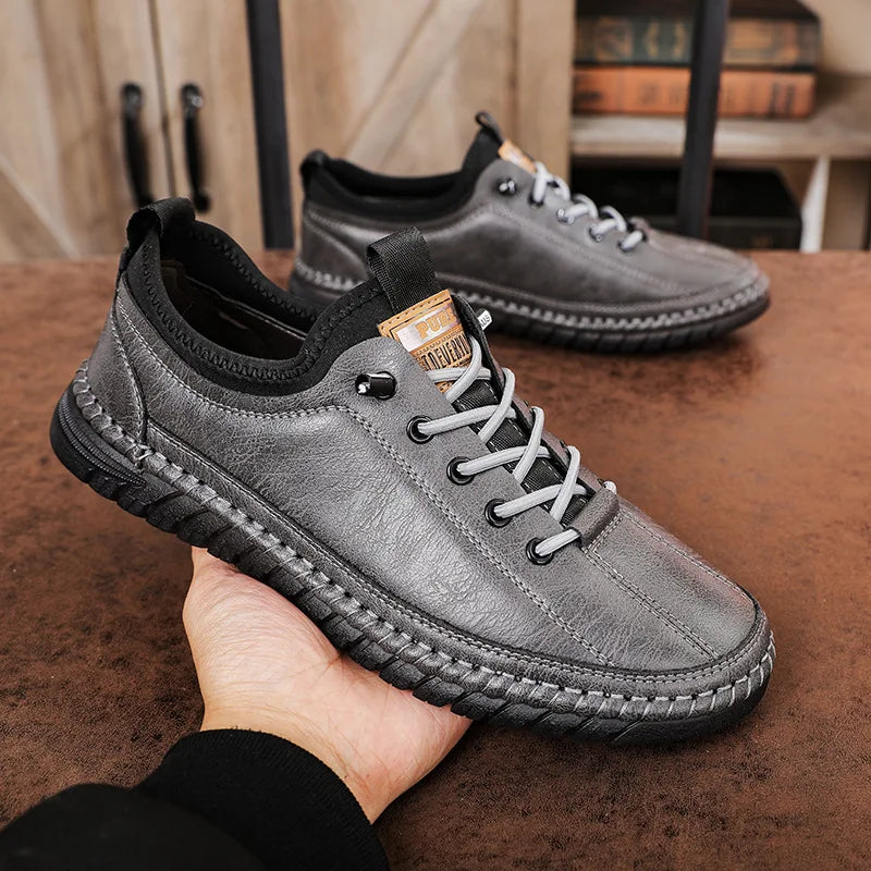 Férfi Casual Mokaszin Cipő - Kényelmes Lapos Talpú Slip-On Bőr Loafer