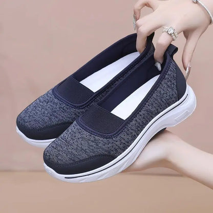 Női Légáteresztő Vulkanizált Cipő Fehér - Divatos Mesh Sneaker Munkacipő