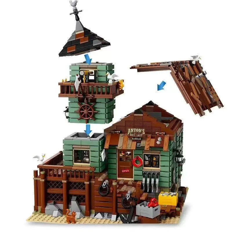 2643 Darabos Horgászkunyhó Építő Szett Lego Kompatibilis - Részletes Óceán Témájú Ház