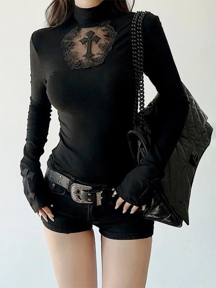 Turtleneck Black Goth Top