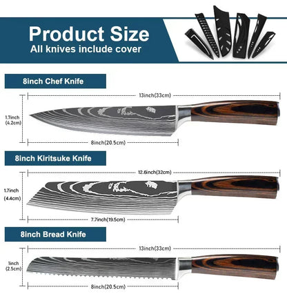 Damascus Konyhakés Éles Santoku