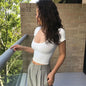 Női Crop Top Szexi Nyár Slim
