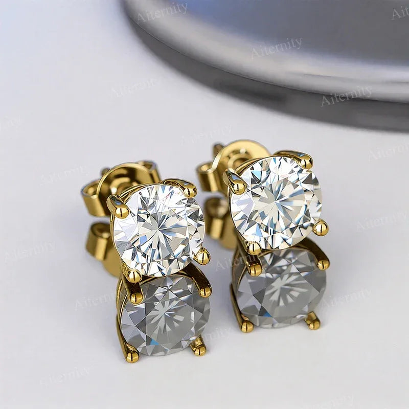 0.1ct-2ct D Color Certified Moissanite Stud Earrings Lab Created Diamond 925 Sterling Silver Wedding - BAALAAZ