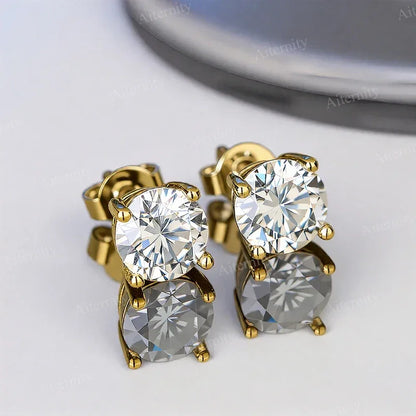 0.1ct-2ct D Color Certified Moissanite Stud Earrings Lab Created Diamond 925 Sterling Silver Wedding - BAALAAZ