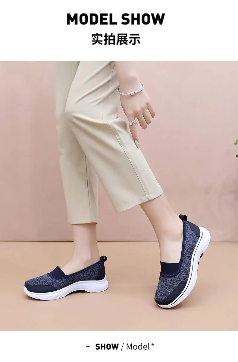 Női Légáteresztő Vulkanizált Cipő Fehér - Divatos Mesh Sneaker Munkacipő