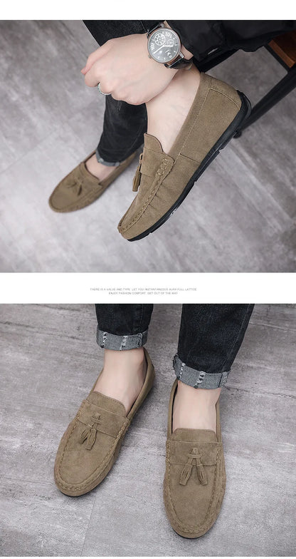 Férfi Casual Loafer - Bojtos Bőr Mokaszin Puha Talppal