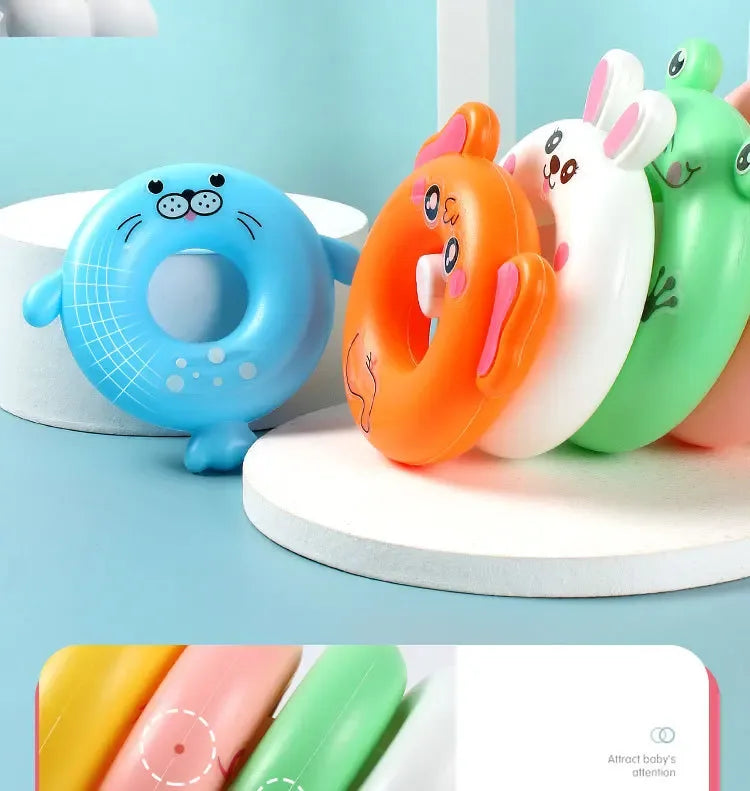 0 12 Month Baby Puzzle Pyramid Tower Cup Stacking Duck Toys Montessori Educational Beach Kids Pool Bathtub Toy Boy Gril Gift - BAALAAZ