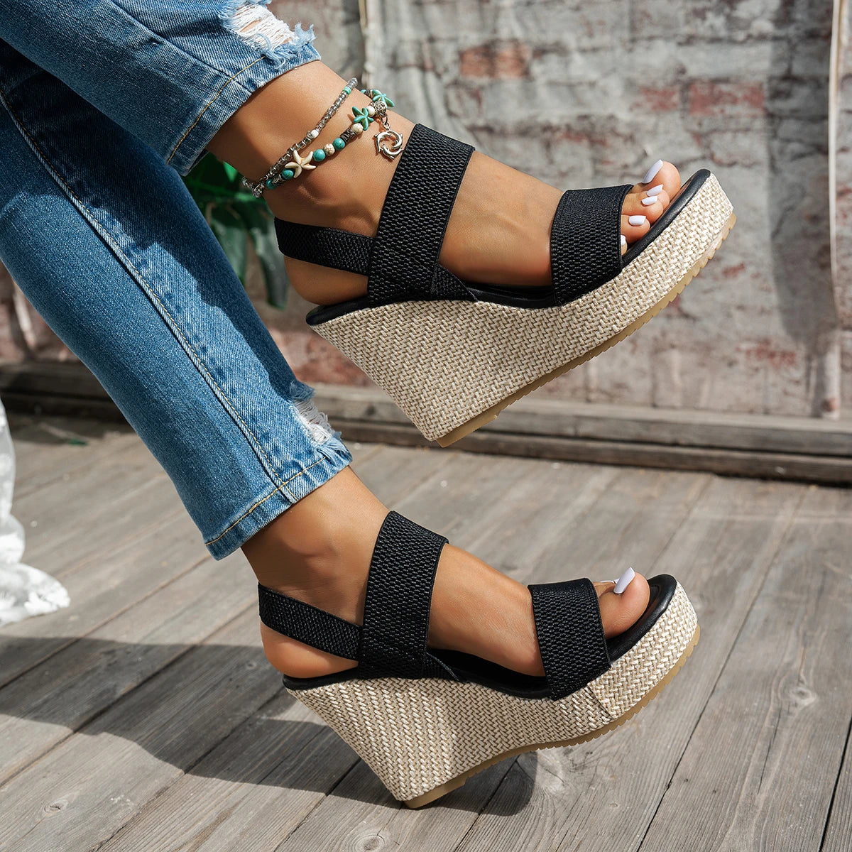 Bequeme Sandalen aus Stoff
