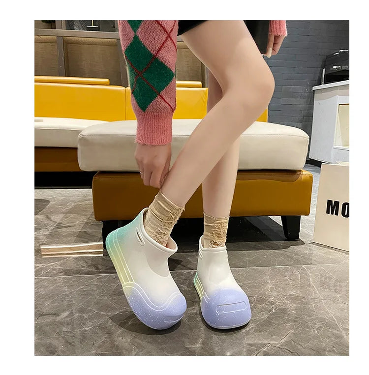 Wasserdichte EVA-Gummistiefel für Damen – Gartenarbeitsschuhe mit dicker Sohle, Regenstiefel
