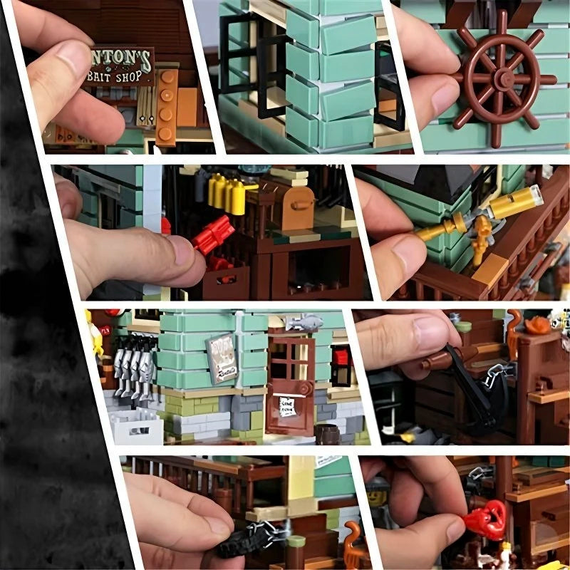 2643 Darabos Horgászkunyhó Építő Szett Lego Kompatibilis - Részletes Óceán Témájú Ház