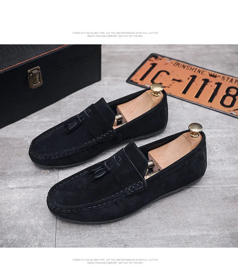 Férfi Casual Loafer - Bojtos Bőr Mokaszin Puha Talppal