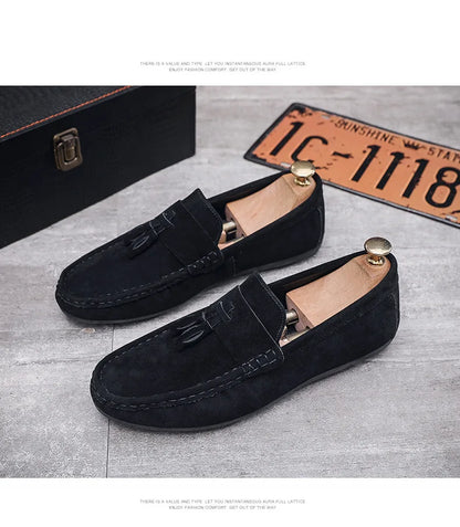 Férfi Casual Loafer - Bojtos Bőr Mokaszin Puha Talppal