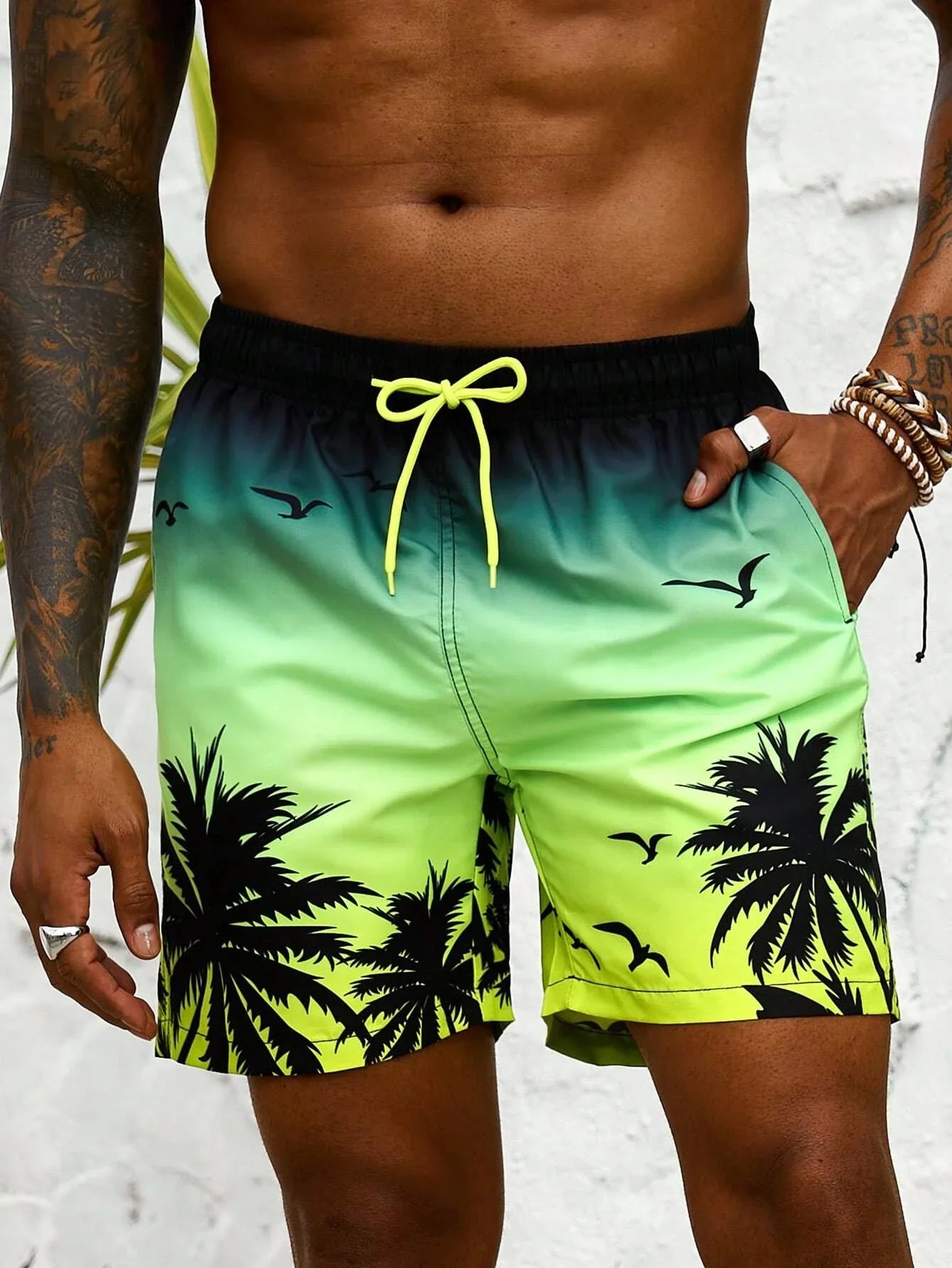 Férfi Pálma Mintás Board Shorts
