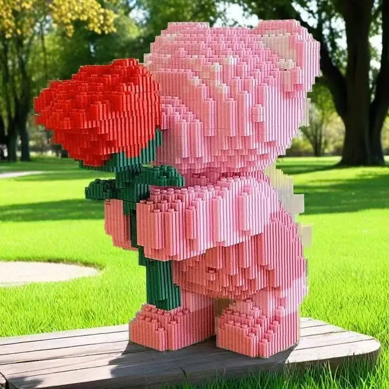 Rose Bear 3856 Darab Építő Kocka Készlet - Romantikus Maci Rózsákat Tart, Ideális Ajándék Pároknak És Szülőknek