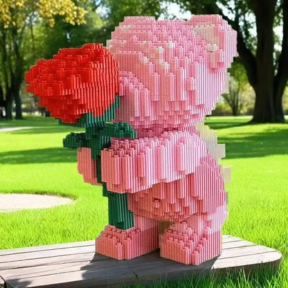 Rose Bear 3856 Darab Építő Kocka Készlet - Romantikus Maci Rózsákat Tart, Ideális Ajándék Pároknak És Szülőknek