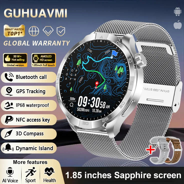 OutdoorTech GPS Sportos Okosóra Férfiaknak - 1,85 Hüvelykes AMOLED Kijelző NFC és HD Hívás IP68 Vízálló