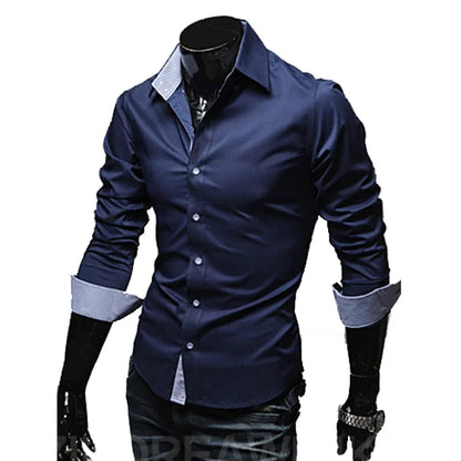 Slim Fit Férfi Csíkos Ing