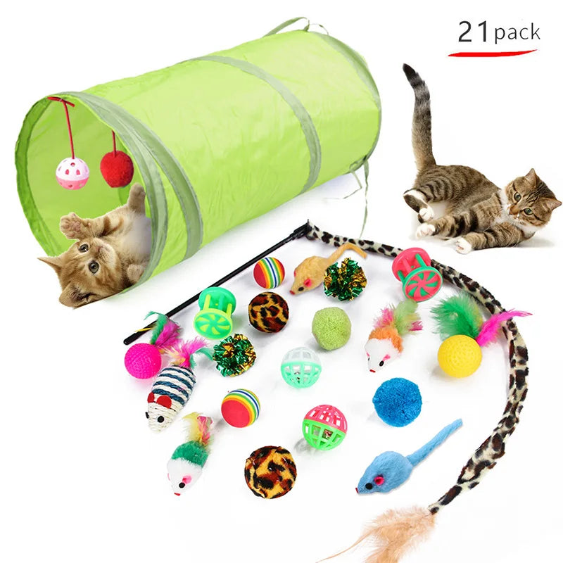 CatJoy Kiscica Játékok Válogatás - Sokoldalú Macska Játszókészlet Színes Sisal Egérrel Harang Gömbbel