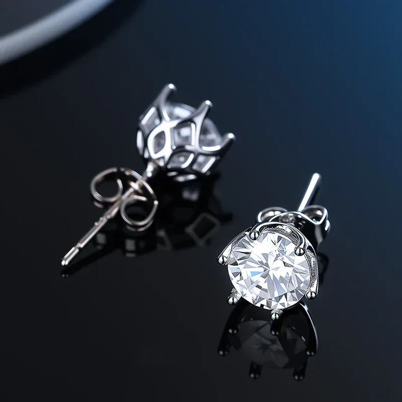0.5-2.0ct Moissanite Studs Earrings With GRA Certificate Pass Diamond tester Pen For Men Women 925 Silver Wedding Gemstone - BAALAAZ