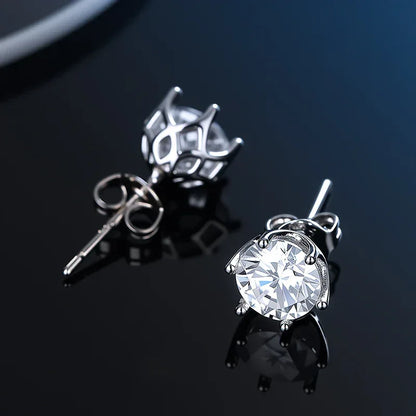 0.1ct-2ct D Color Certified Moissanite Stud Earrings Lab Created Diamond 925 Sterling Silver Wedding - BAALAAZ