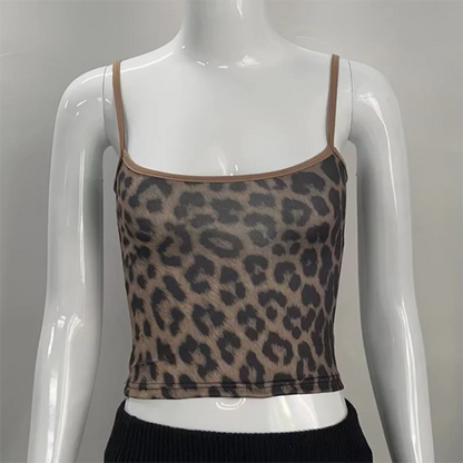 Leopárd Mintás Cami Crop Top