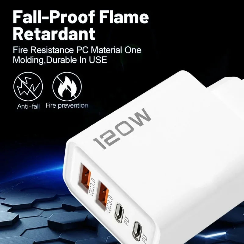 120W Gyors Töltő 4 Port USB C