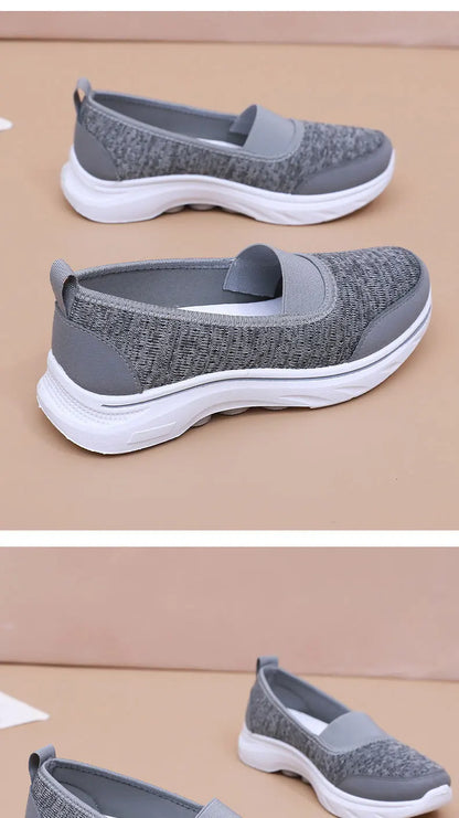 Női Légáteresztő Vulkanizált Cipő Fehér - Divatos Mesh Sneaker Munkacipő