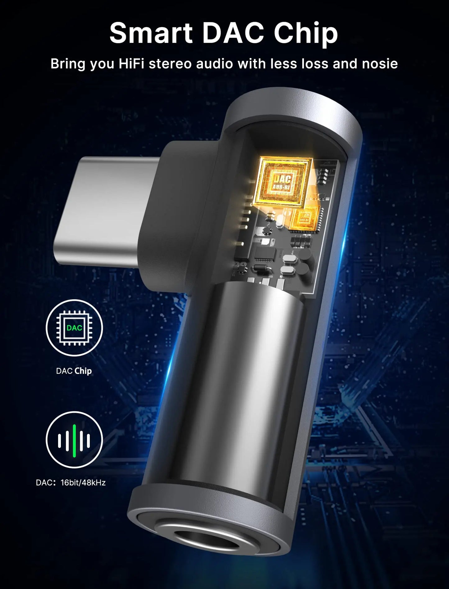 Type-C 3.5mm 90° Audió Adapter