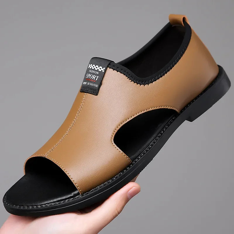 Férfi Designer Bőr Szandál - Divatos Nyári Strand Papucs Csúszásmentes