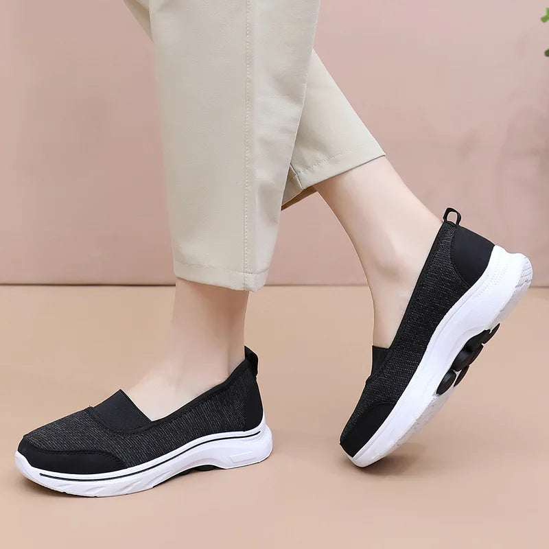 Női Légáteresztő Vulkanizált Cipő Fehér - Divatos Mesh Sneaker Munkacipő