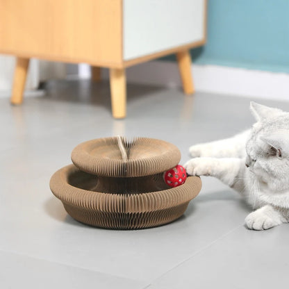 Magic Cat Kaparó Deszka Labdával Kör Alakú Hullámos Karton Macska Játék - Edzi Karmait És Leköti Figyelmét