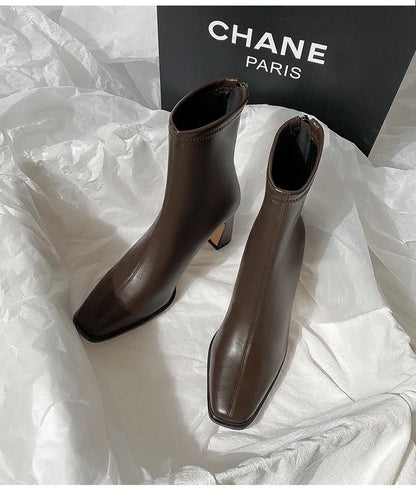 Women's Ankle Boots - Soft Leather High Heel Shoes
