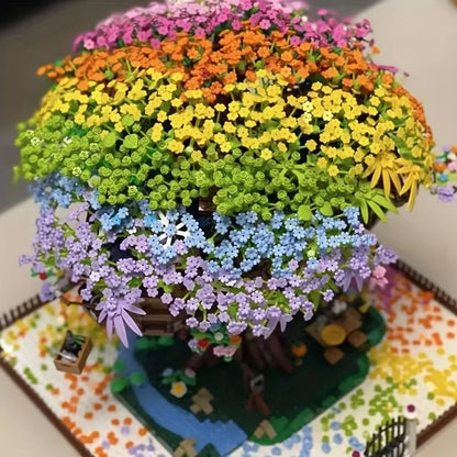 Rainbow Tree House Építő Blokk Készlet - Kézzel Készített 1421 Db Szivárványos ABS Anyagból Ajándékötlet