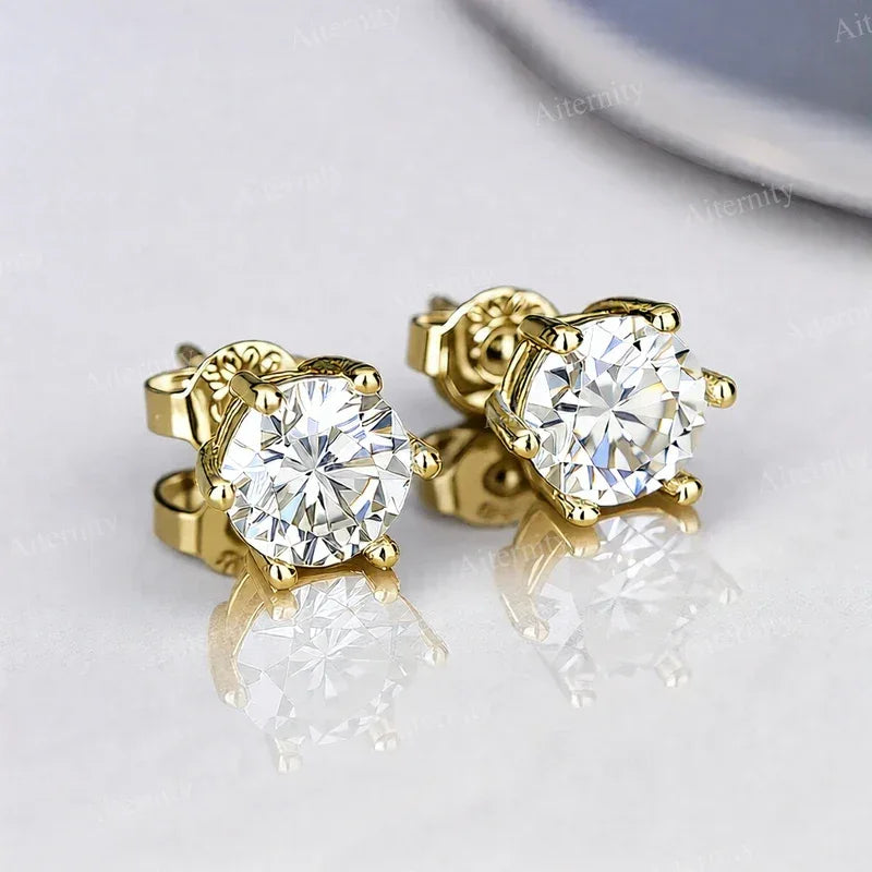0.1ct-2ct D Color Certified Moissanite Stud Earrings Lab Created Diamond 925 Sterling Silver Wedding - BAALAAZ