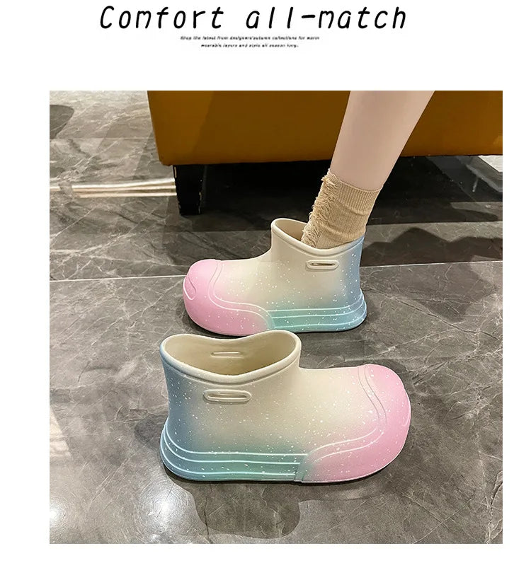 Wasserdichte EVA-Gummistiefel für Damen – Gartenarbeitsschuhe mit dicker Sohle, Regenstiefel