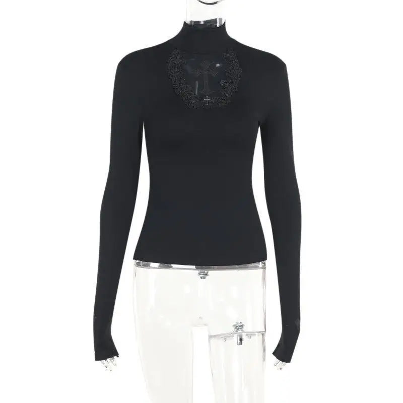 Turtleneck Black Goth Top