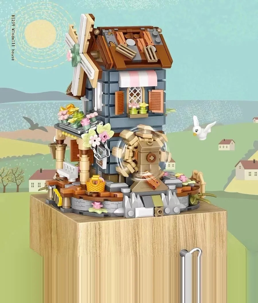 Spieluhr mit Windmühlenmotiv