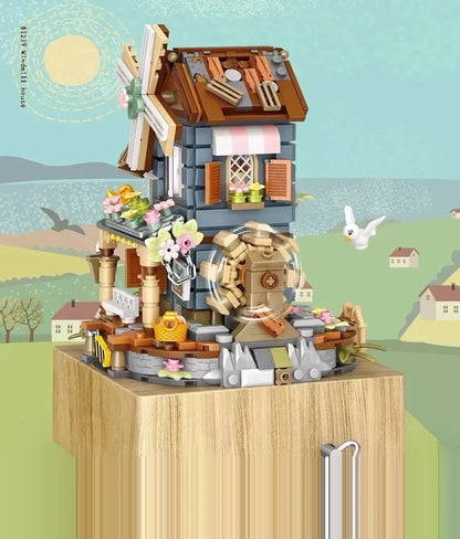 Spieluhr mit Windmühlenmotiv