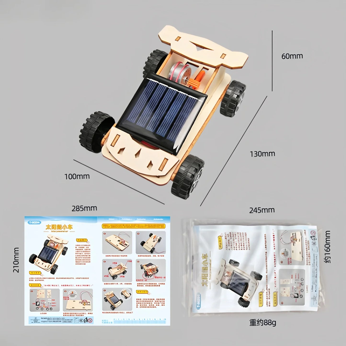 Napelemes Fa Autó Diy Puzzle