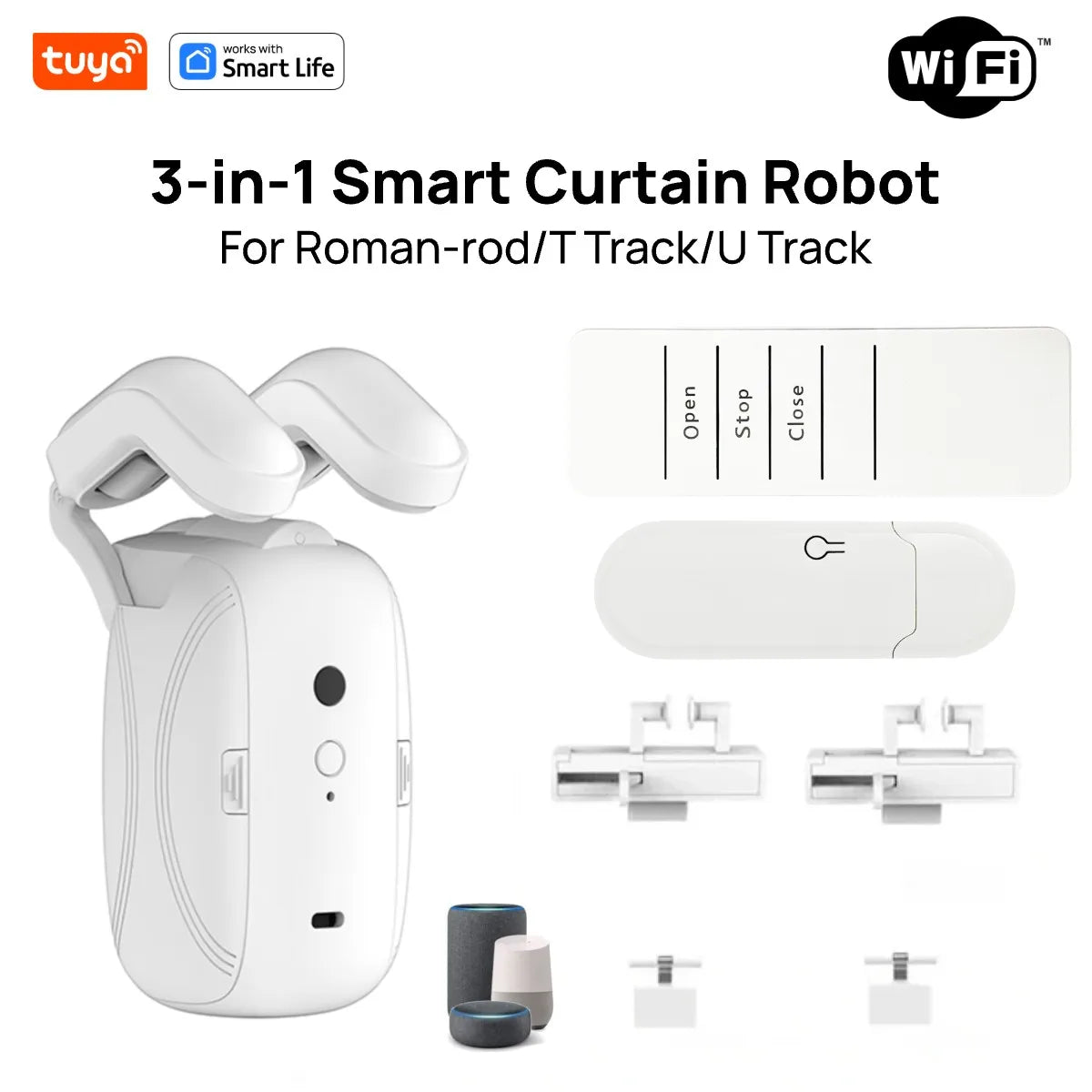 Tuya Okos Függönymozgató Robot – WiFi/Bluetooth, App-vezérlés, Alexa & Google Home