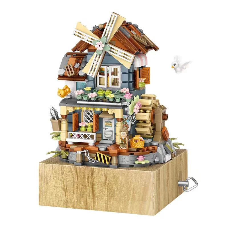 Spieluhr mit Windmühlenmotiv
