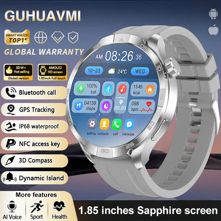 OutdoorTech GPS Sportos Okosóra Férfiaknak - 1,85 Hüvelykes AMOLED Kijelző NFC és HD Hívás IP68 Vízálló