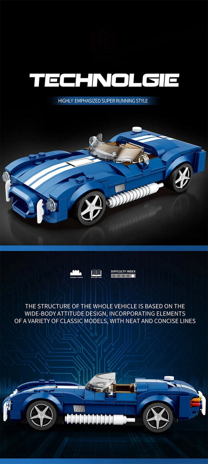 AMAZINGBLOKS 312 Pcs Kék Sport Autó Építő Készlet - Oktató Játék És Asztali Dísz Modell Gyerekeknek