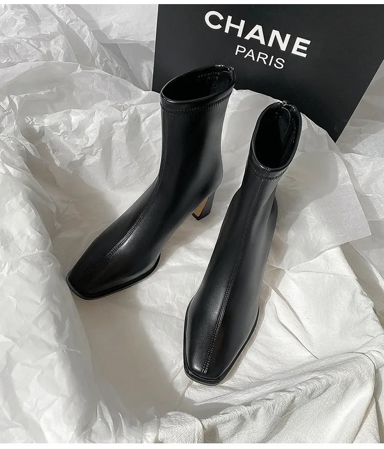 Women's Ankle Boots - Soft Leather High Heel Shoes