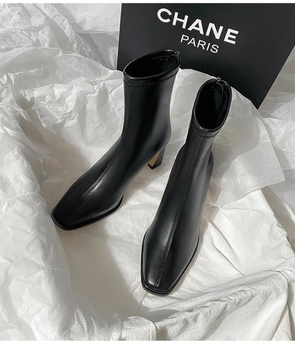 Women's Ankle Boots - Soft Leather High Heel Shoes