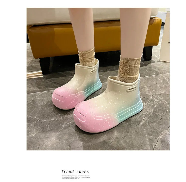 Wasserdichte EVA-Gummistiefel für Damen – Gartenarbeitsschuhe mit dicker Sohle, Regenstiefel