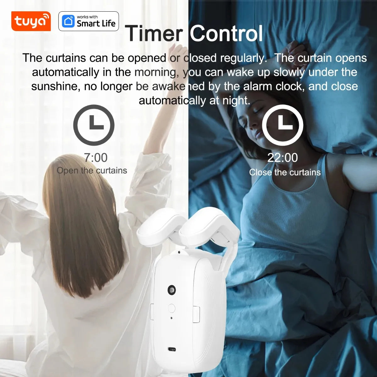 Tuya Okos Függönymozgató Robot – WiFi/Bluetooth, App-vezérlés, Alexa & Google Home